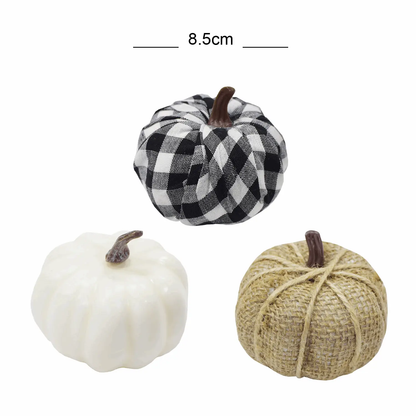three different types of pumpkins on a white background
