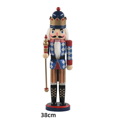 a wooden nutcracker figure with a cane
