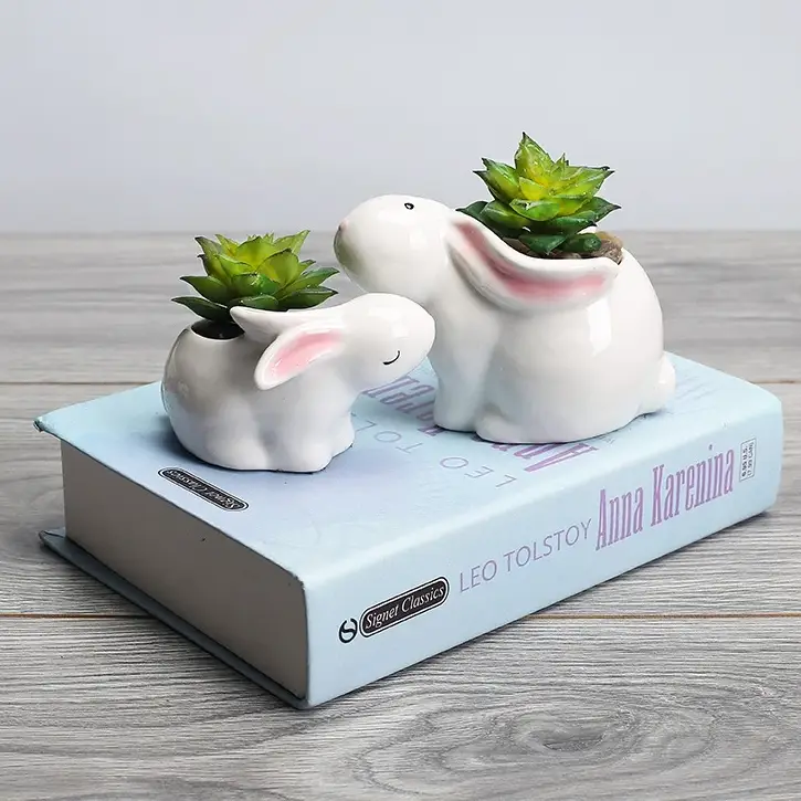 a couple of white rabbits sitting on top of a book