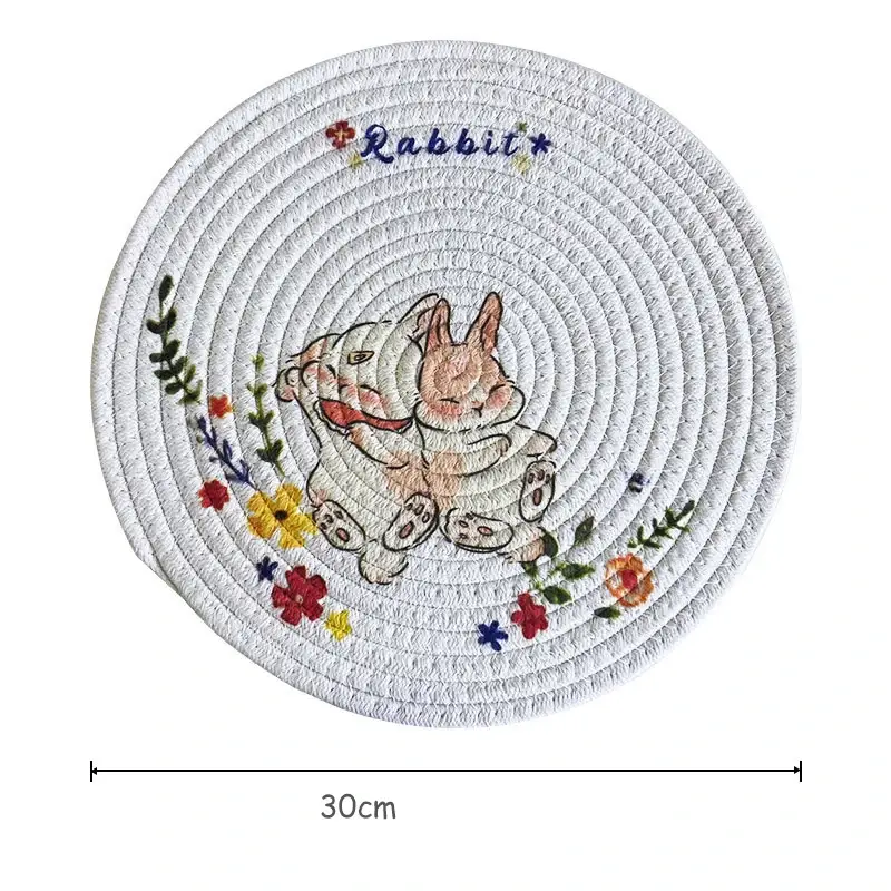 a round rug with a picture of a pig on it