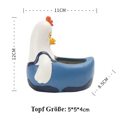 a toy chicken sitting on top of a blue shoe