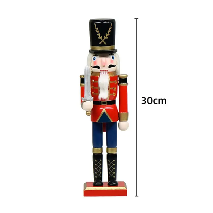 a wooden toy soldier with a hat and a cane