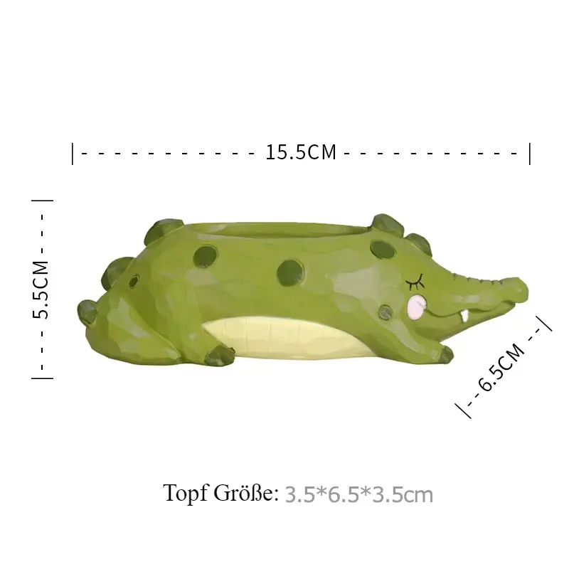 a green alligator shaped object with a white background