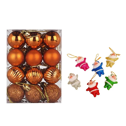 a box of assorted christmas ornaments with a white background