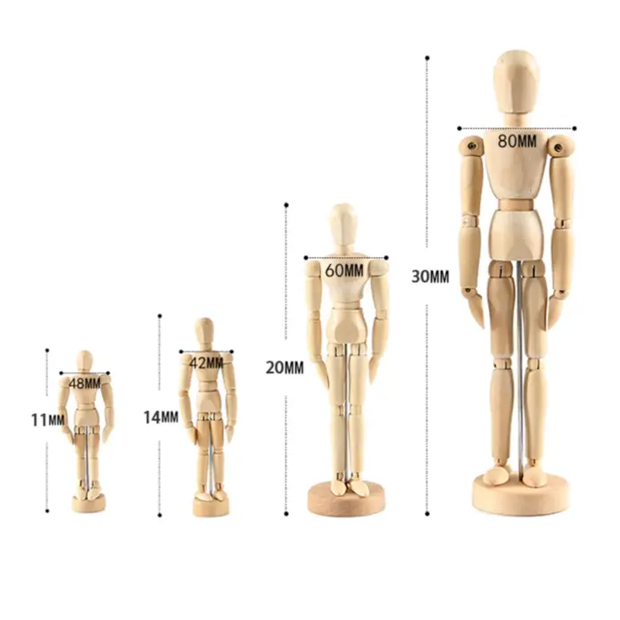 a wooden mannequin is shown with measurements