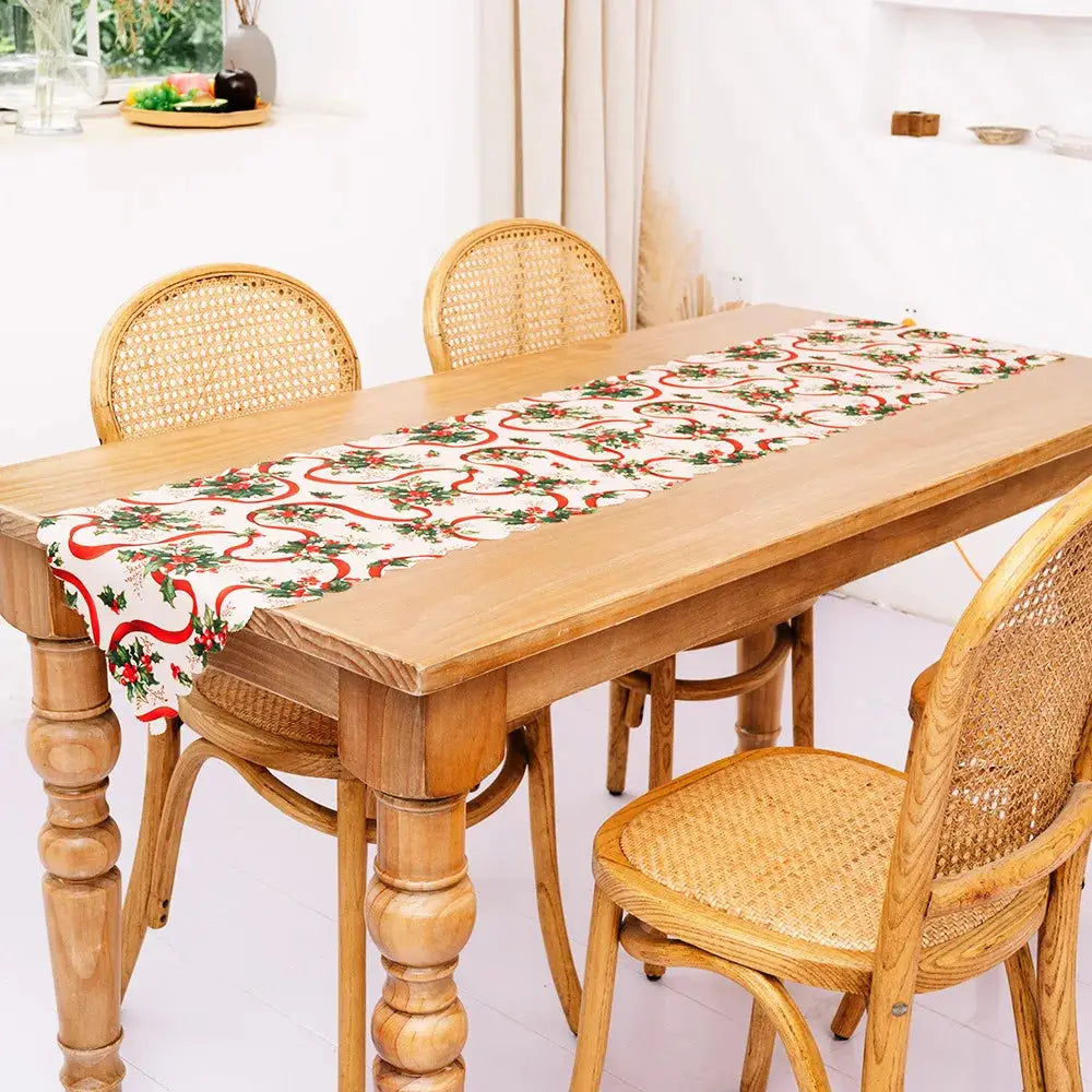 a wooden table with chairs around it