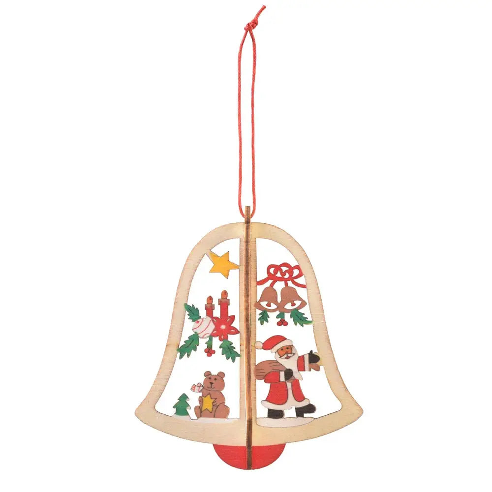 a wooden ornament hanging from a string