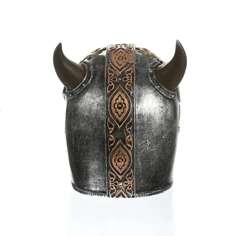a helmet with horns is shown against a white background