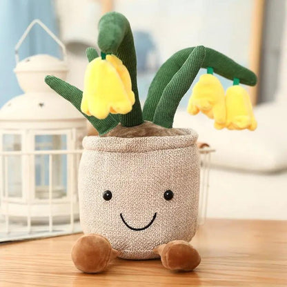 a potted plant with a smiley face on it