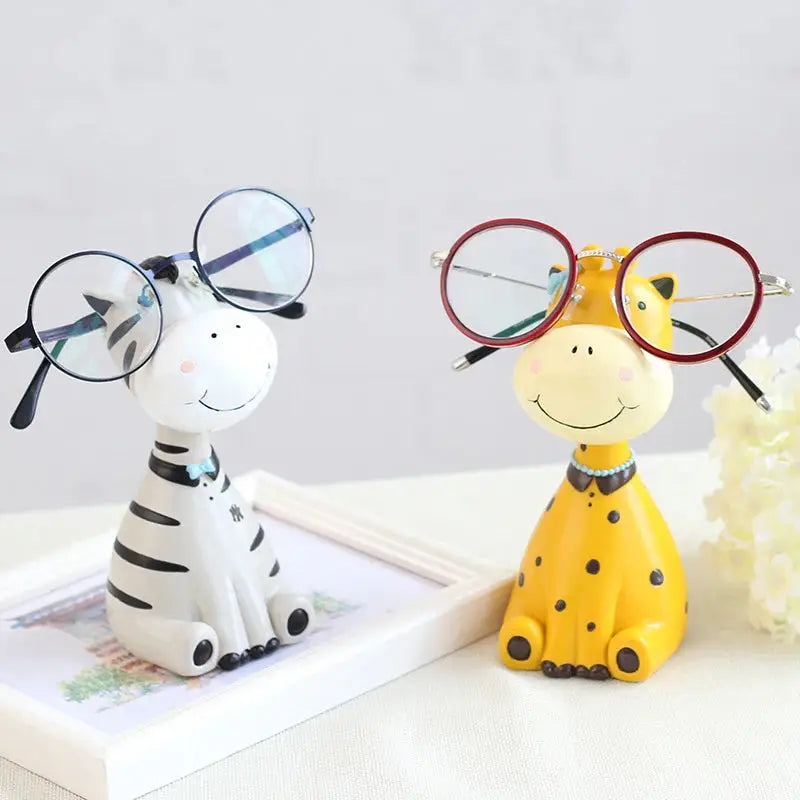 a picture of a zebra and a giraffe wearing glasses