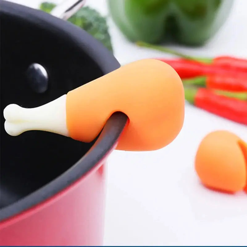 a hot dog is sticking out of a pot