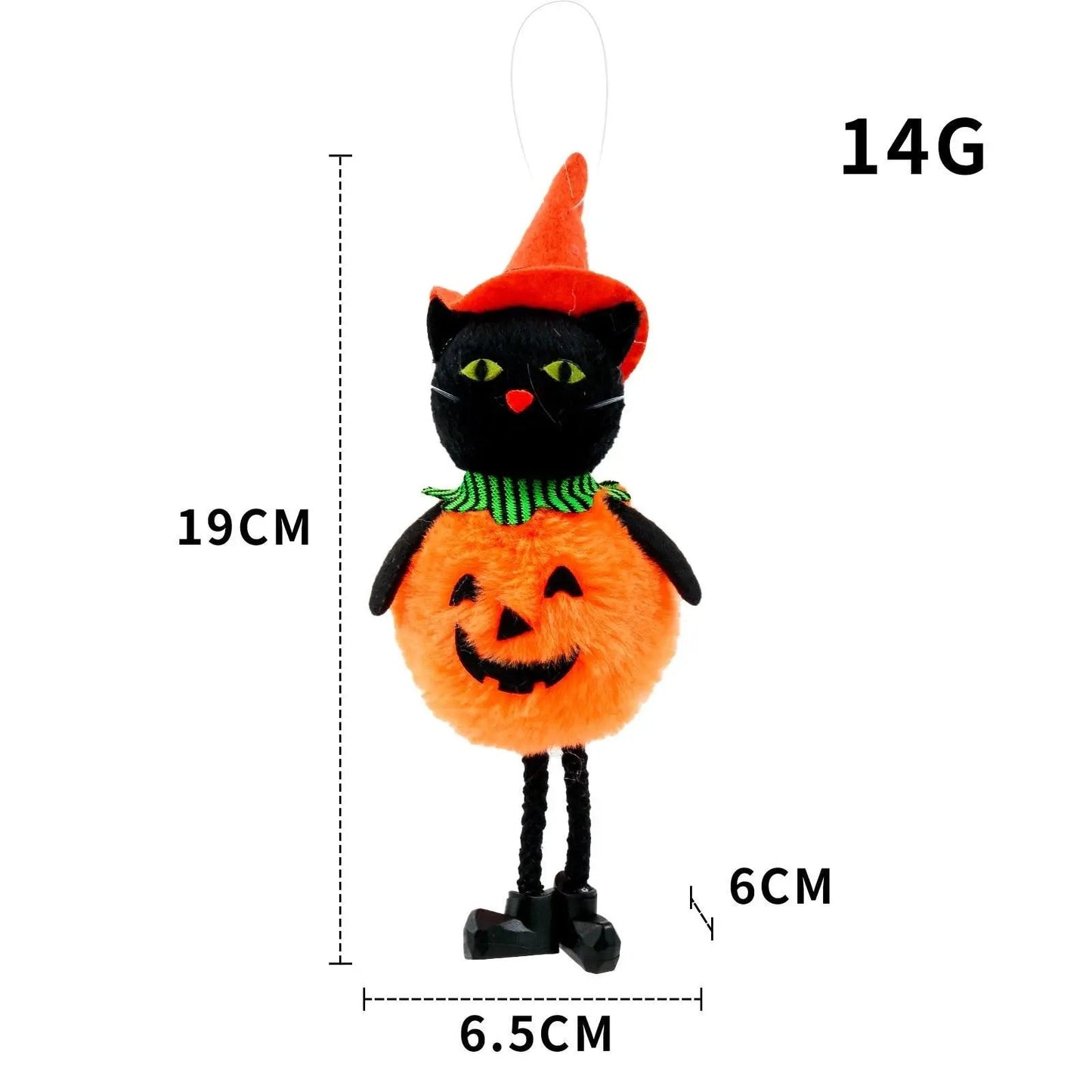 a black cat with a pumpkin on its back