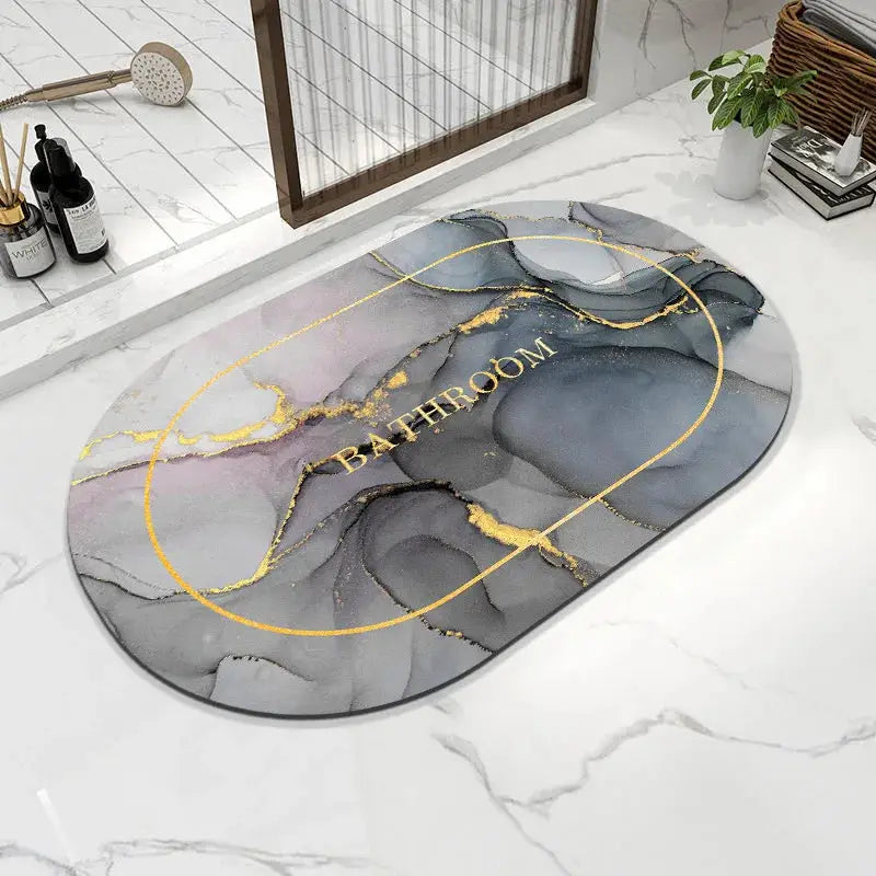 a bathroom rug with a picture of a bathroom