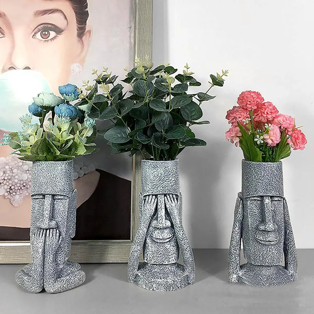 Moai Statuen Vase,