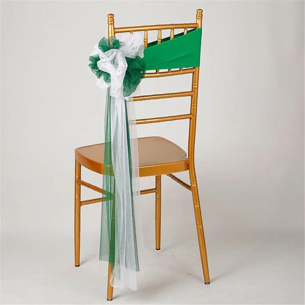 a chair with a green sash on it