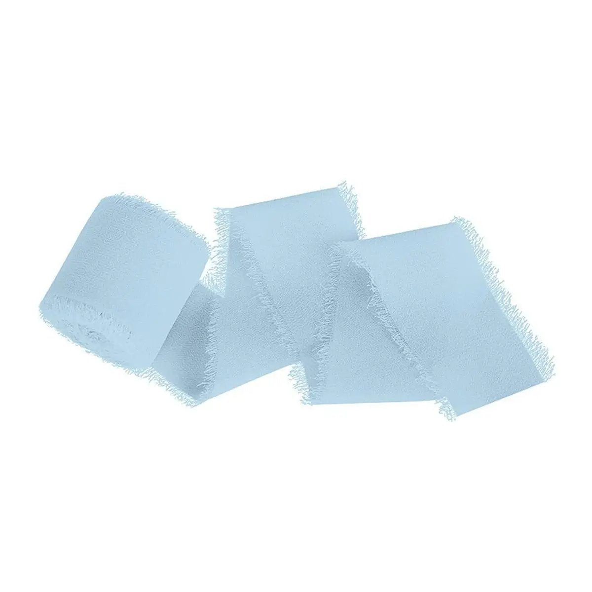 three pieces of blue cloth on a white background