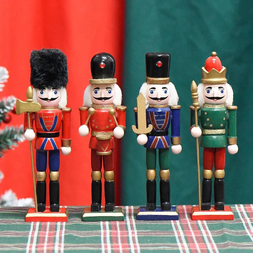 a group of toy soldiers standing next to a christmas tree