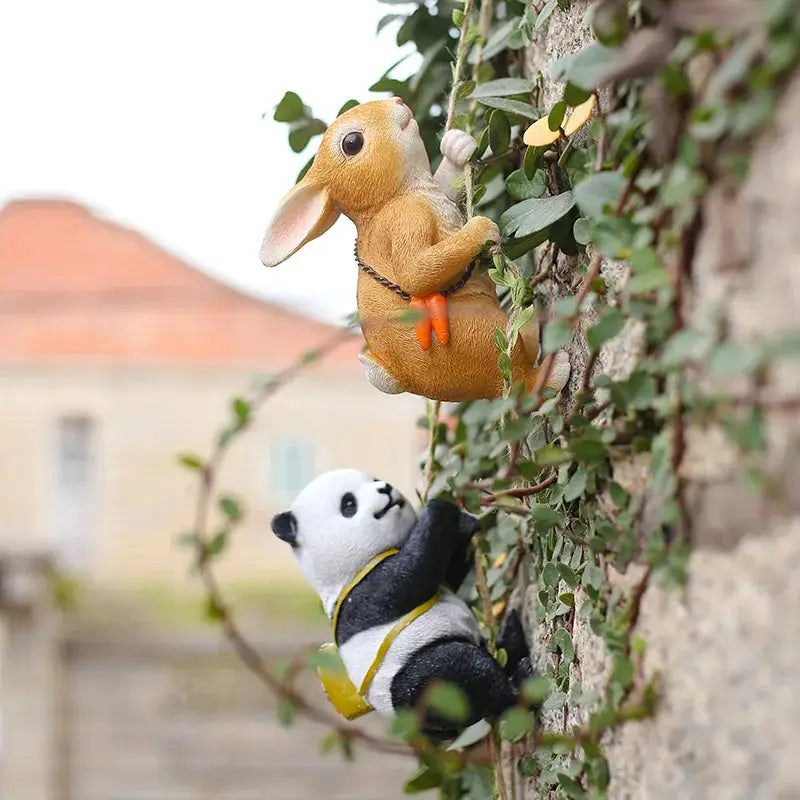 a stuffed animal is hanging on a wall