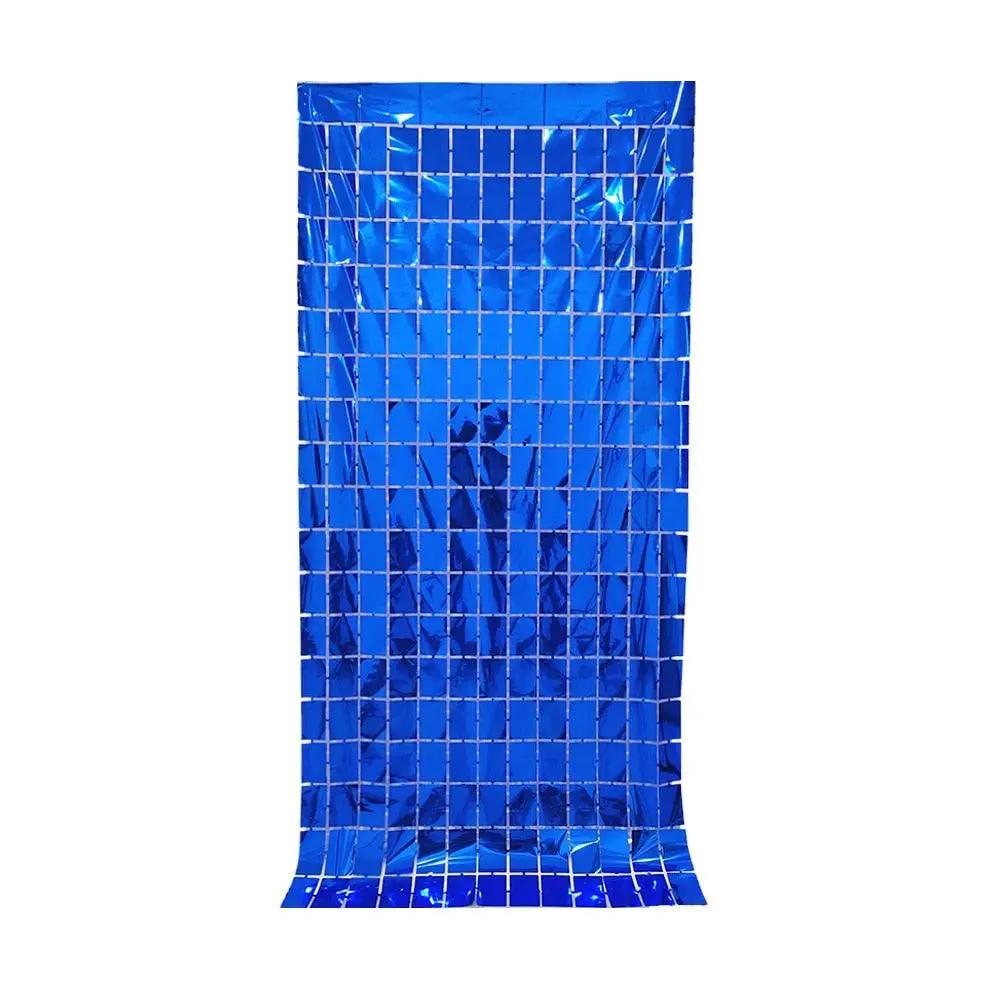 a blue plastic bag with squares on it
