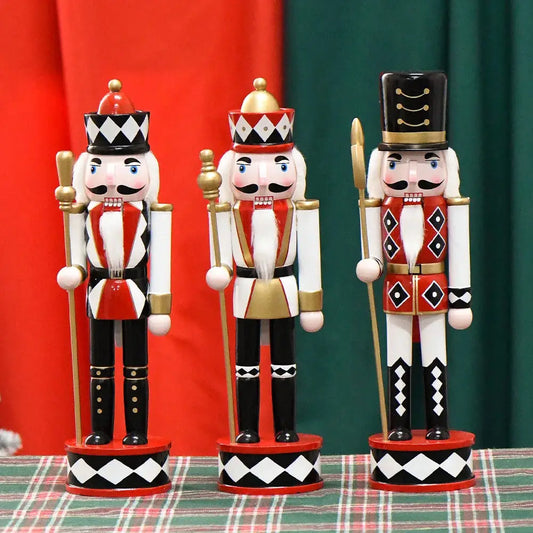 three nutcrackers are standing on a table