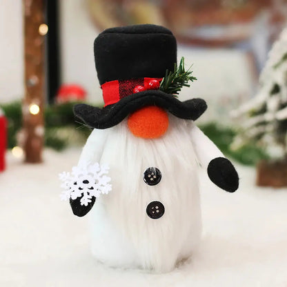 a snowman with a black hat and a red bow tie