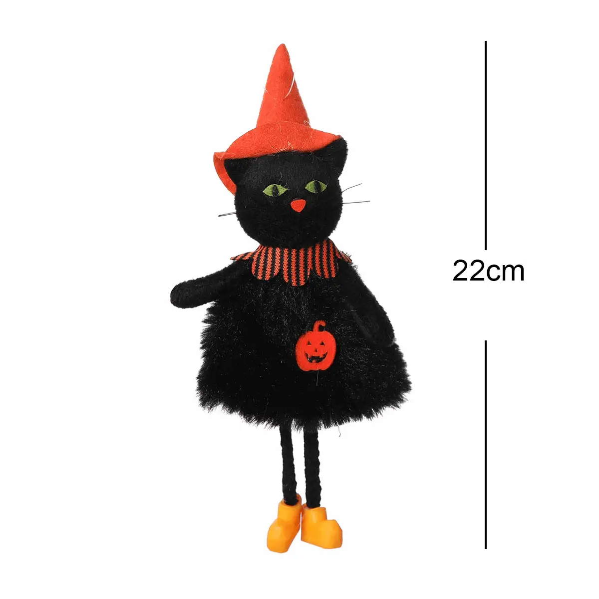 a black cat with a red hat and a pumpkin