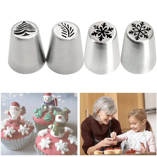 a set of three christmas cupcakes with snowflakes on them