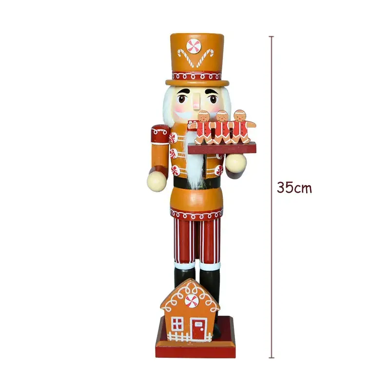 a wooden nutcracker with a house on it