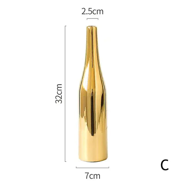 a gold vase is shown with measurements for it