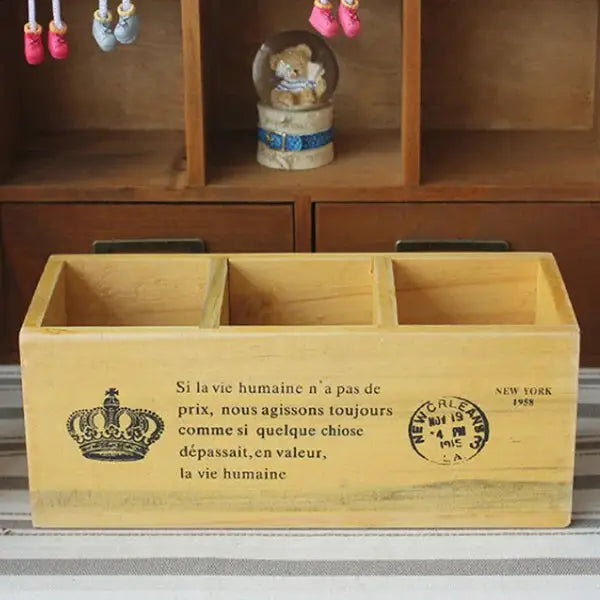 a wooden box sitting on top of a counter