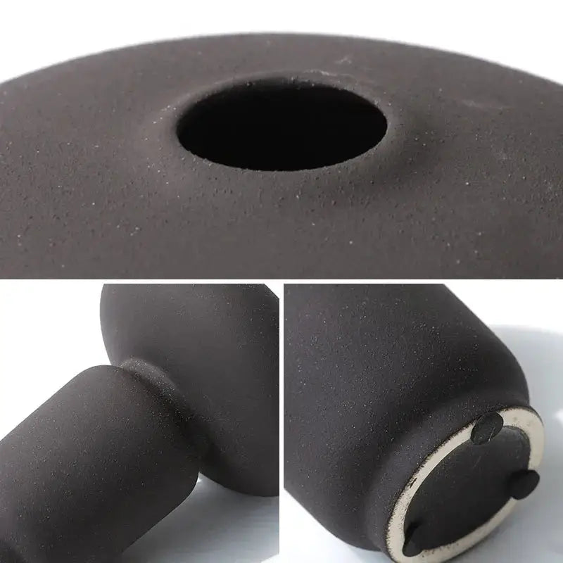 a close up of a black object with a hole in it