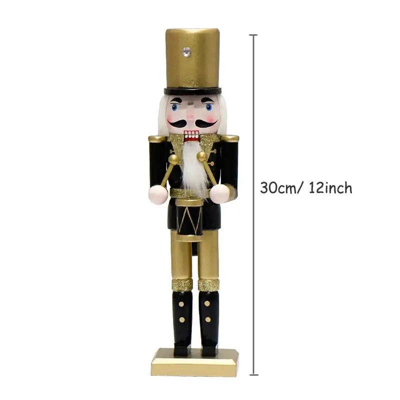 a wooden nutcracker figure with a white beard