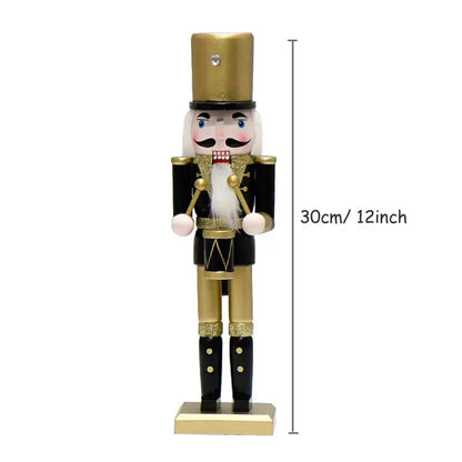 a wooden nutcracker figure with a white beard