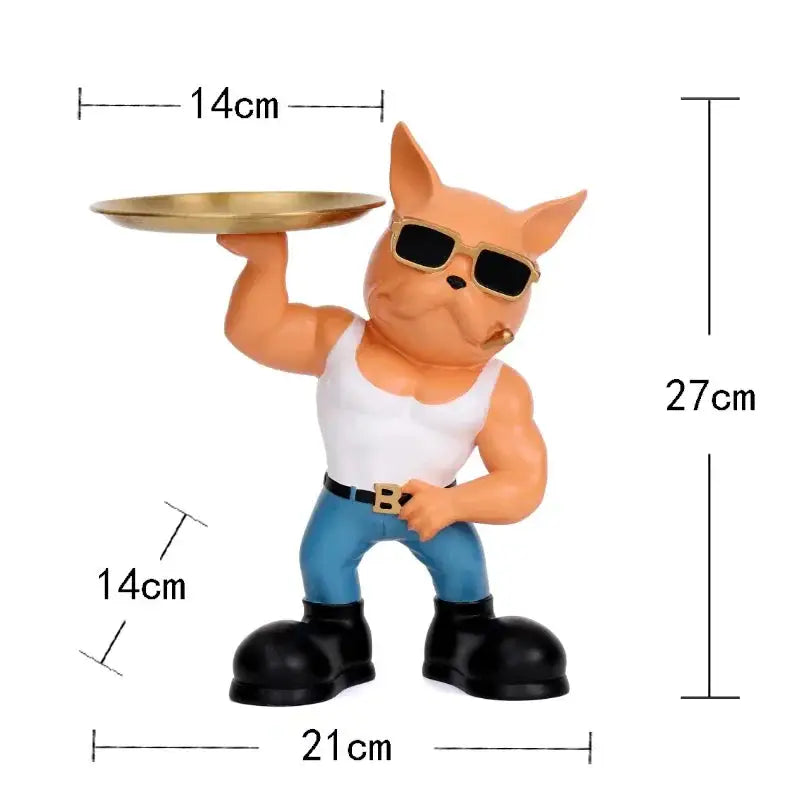 Moderne Bulldoggenfigur mit Aufbewahrungstablett