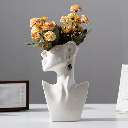 Elegante Dame mit Ohrring Vase,