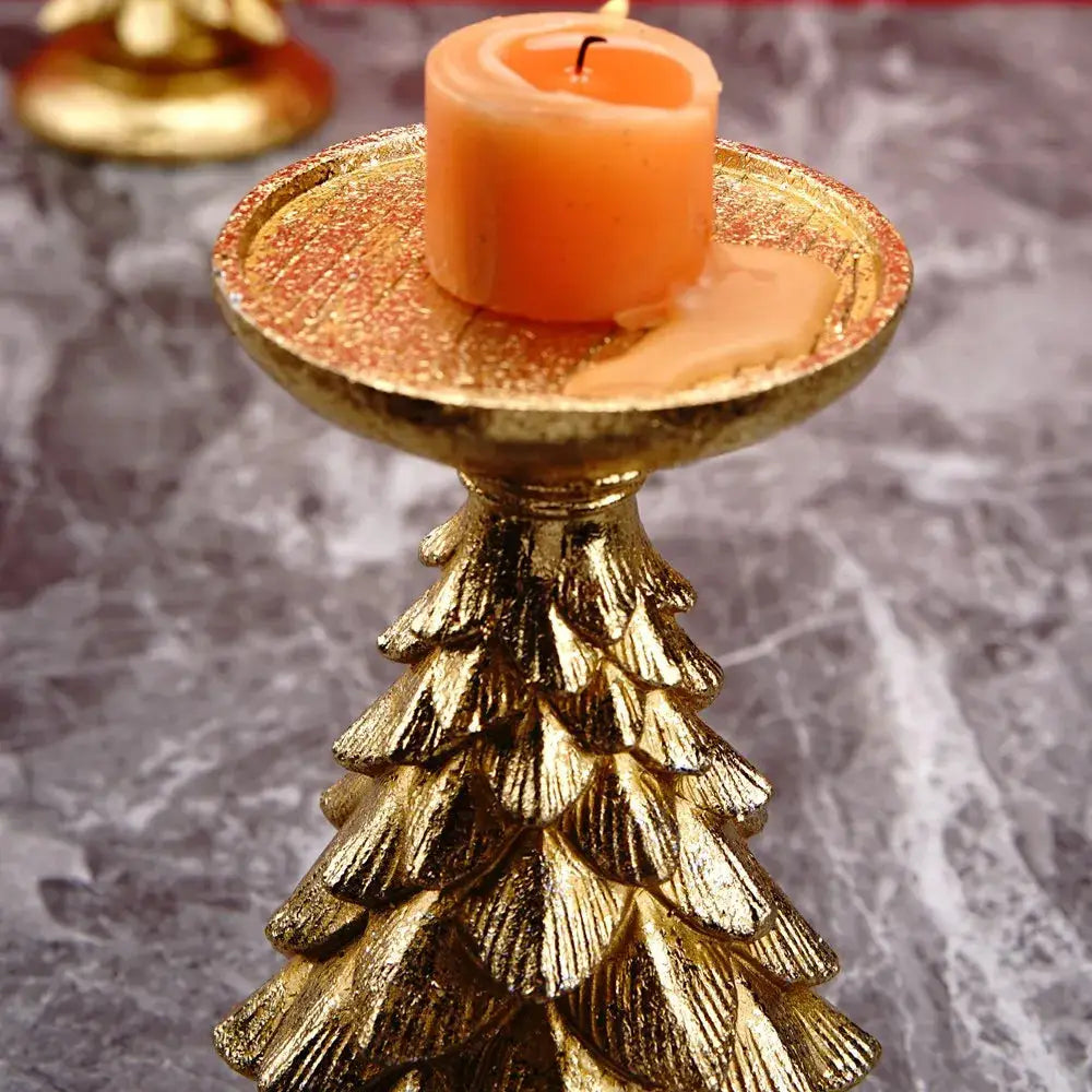 Goldener Weihnachtsbaum Teelichthalter,