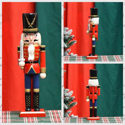 a nutcracker is standing next to a christmas tree