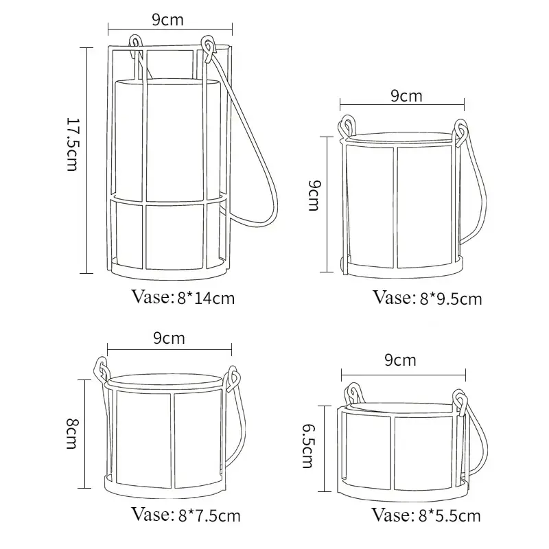 a drawing of a bucket with measurements