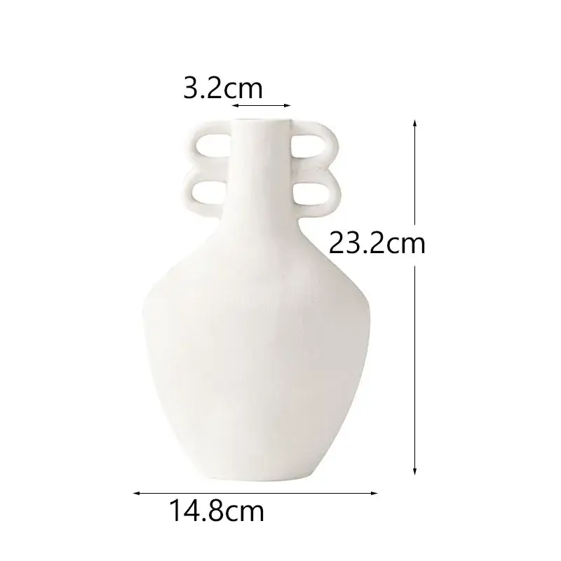 a white vase is shown with measurements