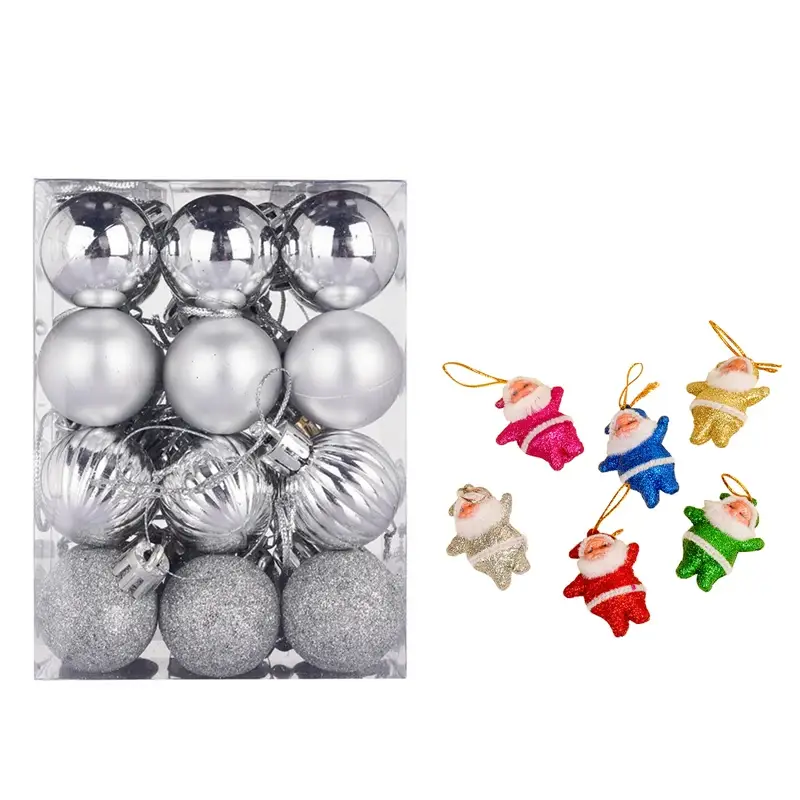 a box of christmas ornaments and a package of ornaments